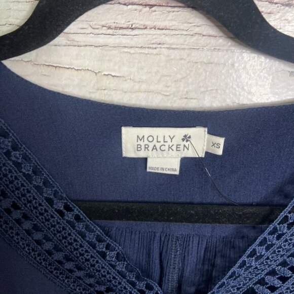 Molly Bracken Navy Blouse with Lace Detail size xs - Picture 4 of 7